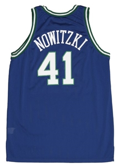 1999-2000 Dirk Nowitzki Game Used Dallas Mavericks Road Jersey - MEARS